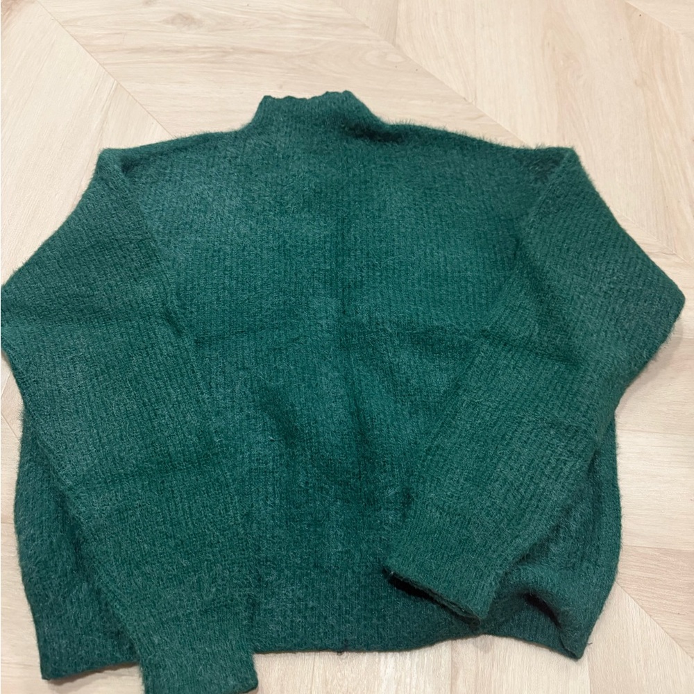 SHEIN Emerald Green Ribbed Turtleneck Sweater